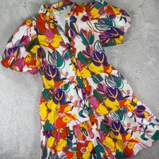 Jade by Melody Tam Women's Dress XS Multicolor Tropical Puff Sleeve Tiered NWT