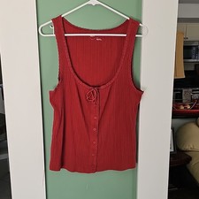Aerie Tank Top With Laceup Detail and Lace Trim 0236