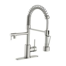 Dual Spout Kitchen Faucet with Pull Down Sprayer Stainless Steel Brushed Nickel