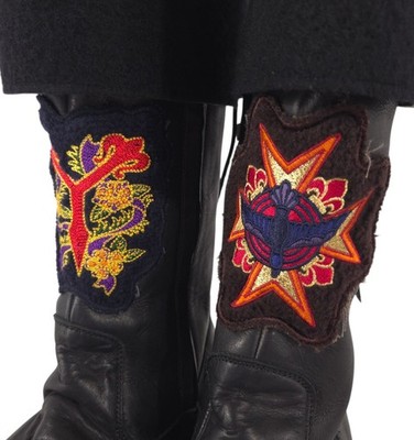 Yohji Yamamoto Pour Homme Embroidered Wool Cuff Boots US 11  display picture 2
