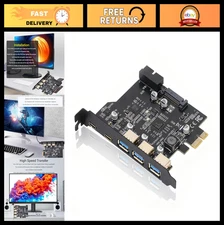 PCIe USB 3.2 Gen 1 Expansion Card, 20 Gbps, 3 Type A & 2 Type C Ports for PC