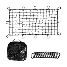 Truck Bed Cargo Net 4 x 6 Foot, Heavy-Duty Elastic Mesh with 12 Black Cl