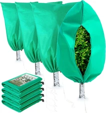 Plant Covers Freeze Protection, 4 Pack Frost Covers with Zipper Drawstring (23.6