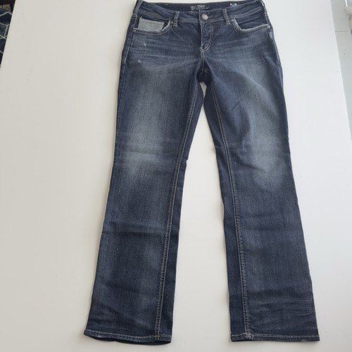 Silver Suki Fluid Mid Rise Straight Selvedge Jeans Wom 32x30 Dark Stretch Denim - Bild 1 von 5