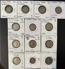 Lot of 13 Switzerland Coins (spanning 5 Rappen to 1  Franc, from 1902 to 1986)