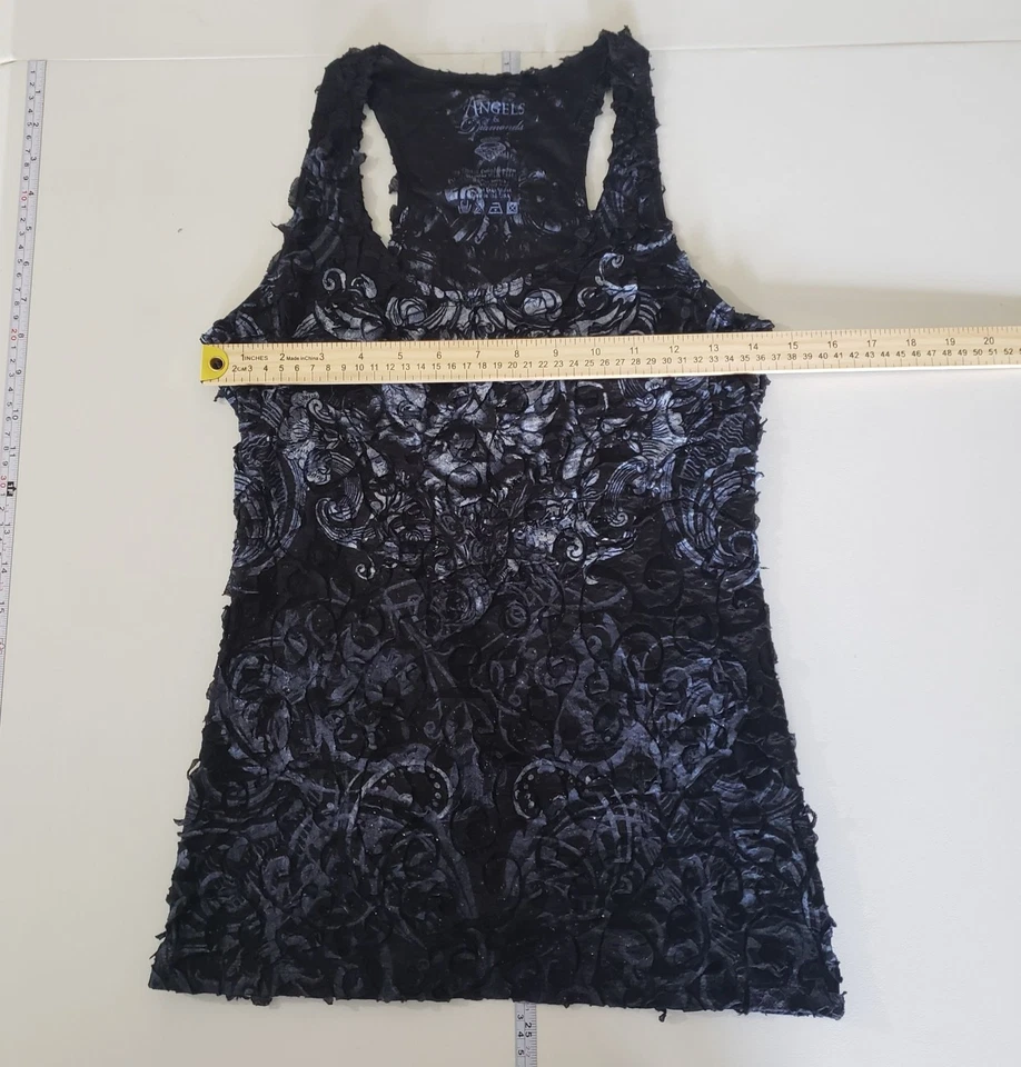 Camiseta sin mangas Angels & Diamonds para mujer con textura talla S Y2K Fairy Grunge Whimsigoth Foto 4 de 4