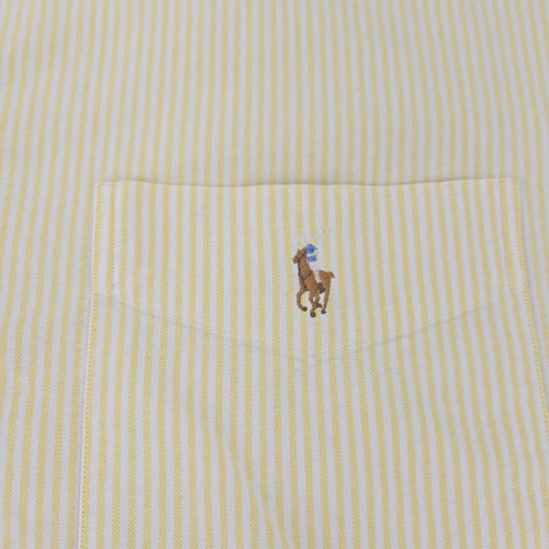 Ralph Lauren Shirt Mens XL Yellow Big Flesh Pony Button Down Striped Long Sleeve - Picture 7 of 10