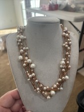 Vintage Geniune Pearl 925 Sterling Silver Multi Strand Necklace Read Description