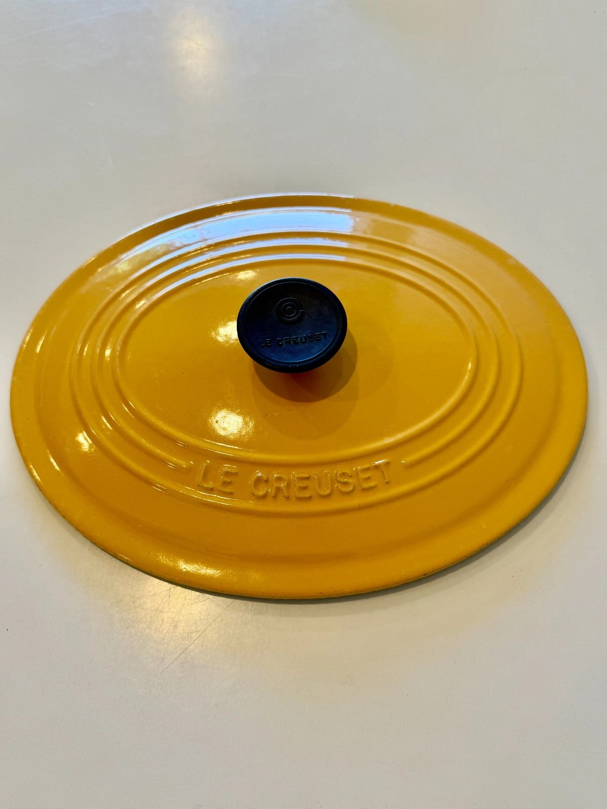 Vintage Le Creuset Oval Dutch Oven Yellow Cast Iron Enamel France Used 10"