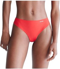 Calvin Klein Women  s Invisibles Thong Panty, Red Medium