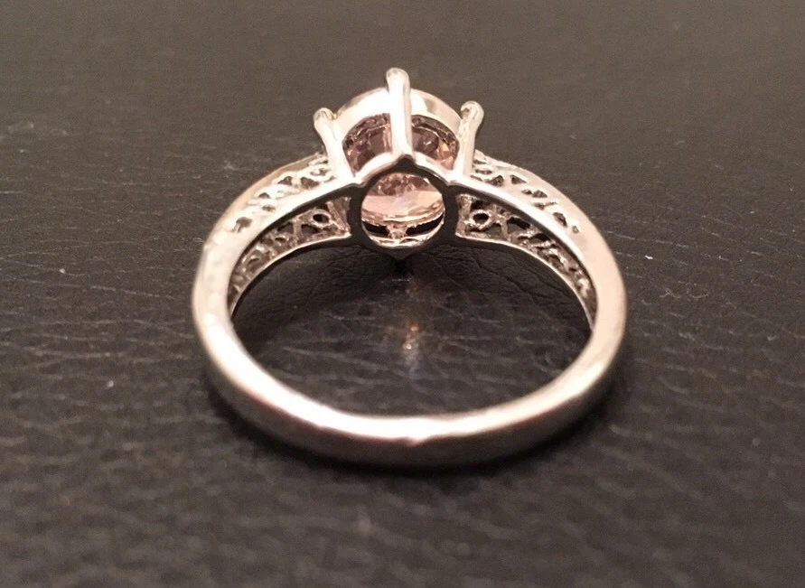 Anillo de cóctel de circón blanco topacio rosa plateado banda 8,5 nuevo con etiquetas Foto 4 de 4