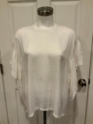 IRO White Lightweight Shirt W/ Short Flutter Sleeves, Size 36 (FR) Small, NWT!