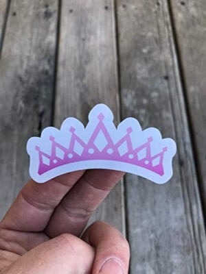 Pink Crown Tiara Princess Sticker Laptop Vinyl Decal Water Bottle Phone ...