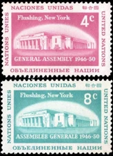 UN New York #Mi76-Mi77 MNH 1959 Venue United Nations General Assembly