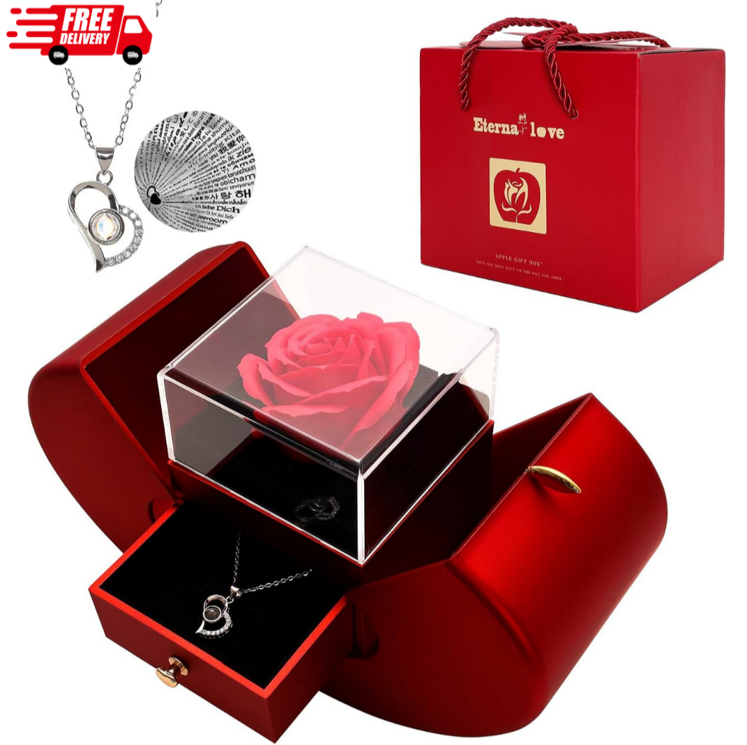 Real Preserved Rose Birthday Gifts for Women with I Love You in 100 Languages Ne