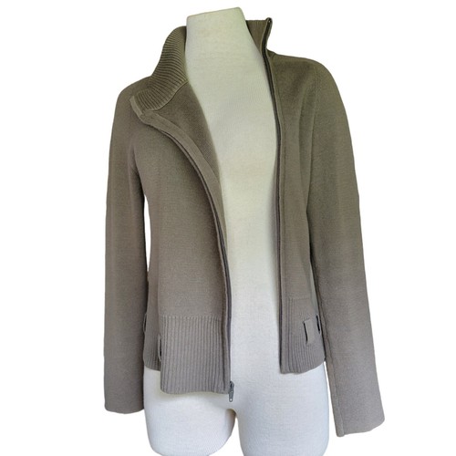 Mossimo Size M Women's Dark Green Knit Cardigan Sweater Full Zipper Mock Neck. - Picture 6 of 24