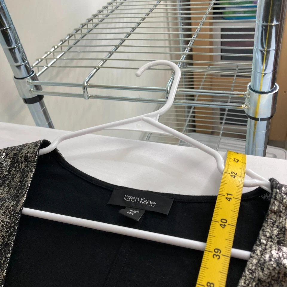 Karen Kane Women’s Black Shimmery Metallic Burnout Knee Length Dress Size 2X - Image 3 of 4