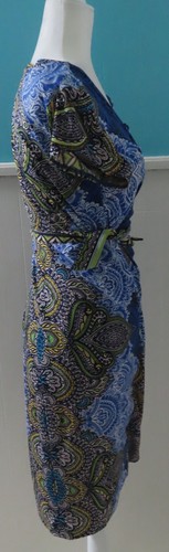 Cache Women's M Blue Paisley V-Neck Wrap Dress - Picture 3 of 4