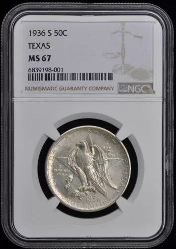 TEXAS 1936-S Silver Commemorative 50C NGC MS67