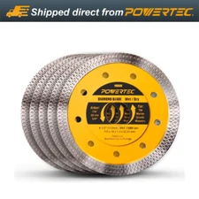 POWERTEC 4-1/2 Inch Turbo Mesh Rim Diamond Saw Blade for Angle Grinder, 14000-P5