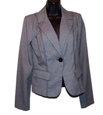  99 XOXO size M black gray knit short Jacket FLAP POCKETS button blazer R2