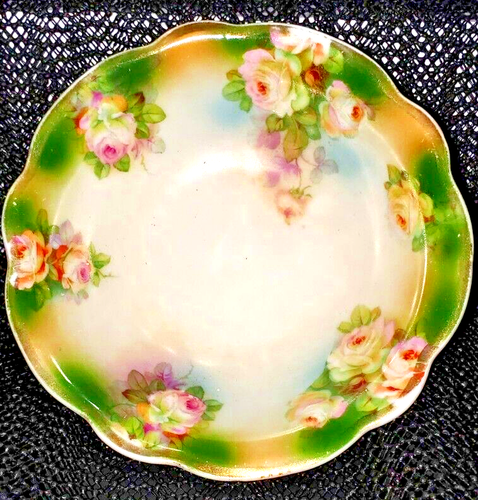 Antique Prince Regent Bavaria Round Dish Bowl Gold Gild Rim Roses 1910 ...