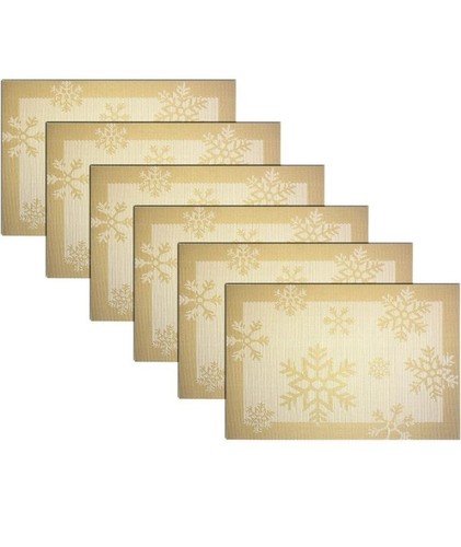 Christmas Placemats Snowflake Woven Heat-Resistant Placemats Washable Easy to...