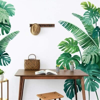 DERUN Leaf Wall Decals mural Leaves Tropical Tree Peel Stick Removable Sticker