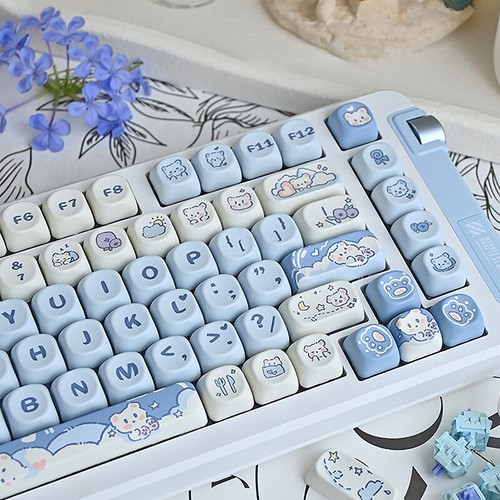 140 Keys Cute Cat Rabbit Puppy Bear Theme Keycaps MOA Profile PBT Key Caps K _yi - Afbeelding 10 van 17