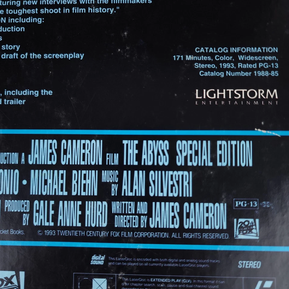 The Abyss Special Edition Laserdisc LD Movie Widescreen Letterbox Edition 1993 - Image 4 of 4