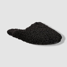 Alfani Women's Black Shearling Slide Slippers Shoes Size 5-6