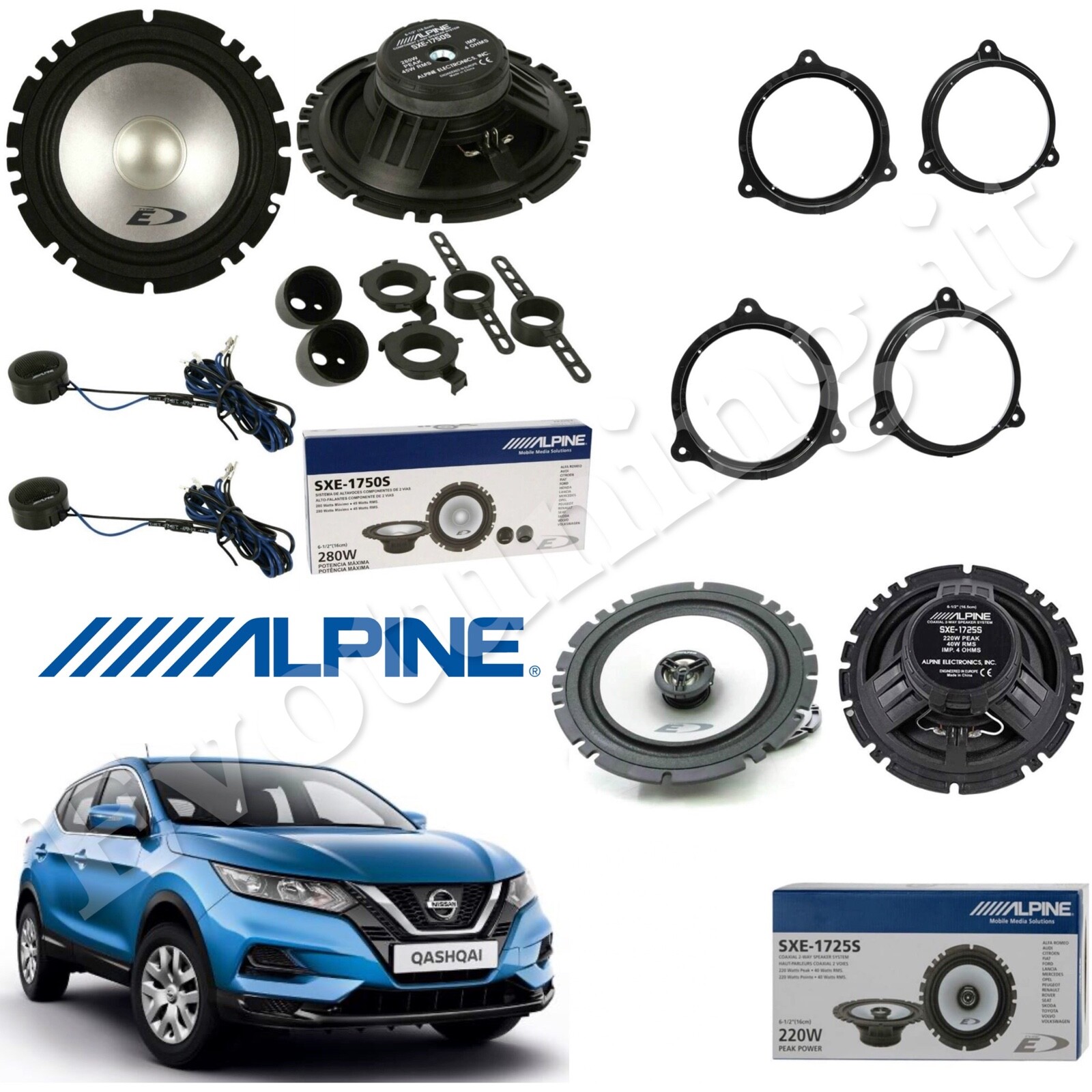 Kit 2 Casse IPNOSIS IP-01165 Per Nissan | 16,5 Cm, 240W Max, Con Supporti Anteriori, Per Micra, Qashqai, Leaf, Rogue E Molti Altri