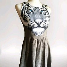 F21 Tiger Graphic Print Skater Sleeveless Dress Small