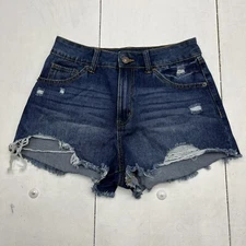 Rewash Super High Rise Wedge Vintage Revival Denim Distressed Shorts Size 5/27