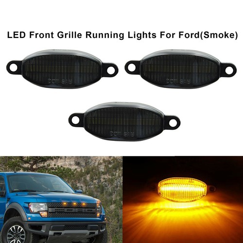 For 2010-2014 Ford Raptor F150 SVT LED Front Grille DRL Marker Light 3PCS Smoked - Picture 12 of 12