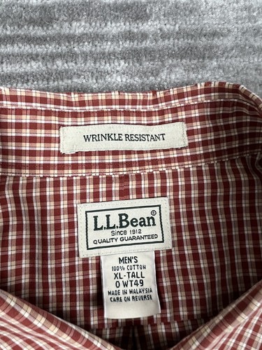 LL Bean Shirt Mens XLT XL Tall Multicolor Plaid Button Up Wrinkle Resistant - Picture 10 of 11