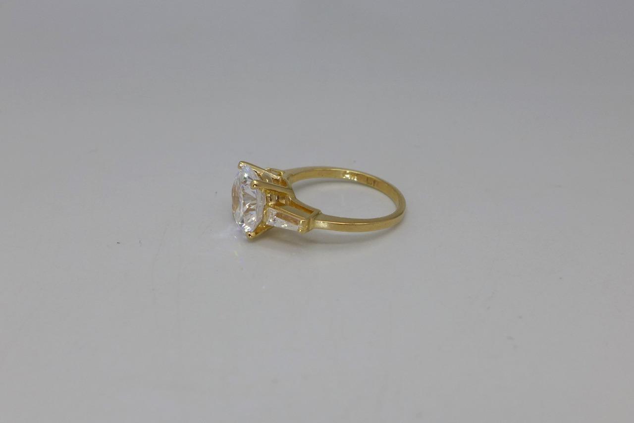 Classic Engagement Ring Cubic Zirconia 14kt Yellow Gold Size 5 | eBay