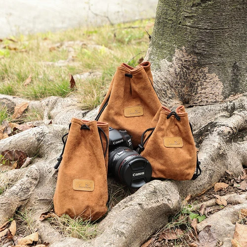 Soft Camera Bag DSLR Insert Handbag Drawstring Lens Case Compatible with Canon - Picture 1 of 23