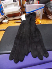 Akira Faux Suede Black Long Ladies Gloves O/S