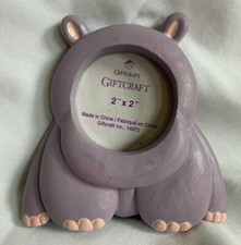 2" x 2" HAND PAINTED HIPPO   CHILD's ANIMAL PICTURE PHOTO FRAME   NEW