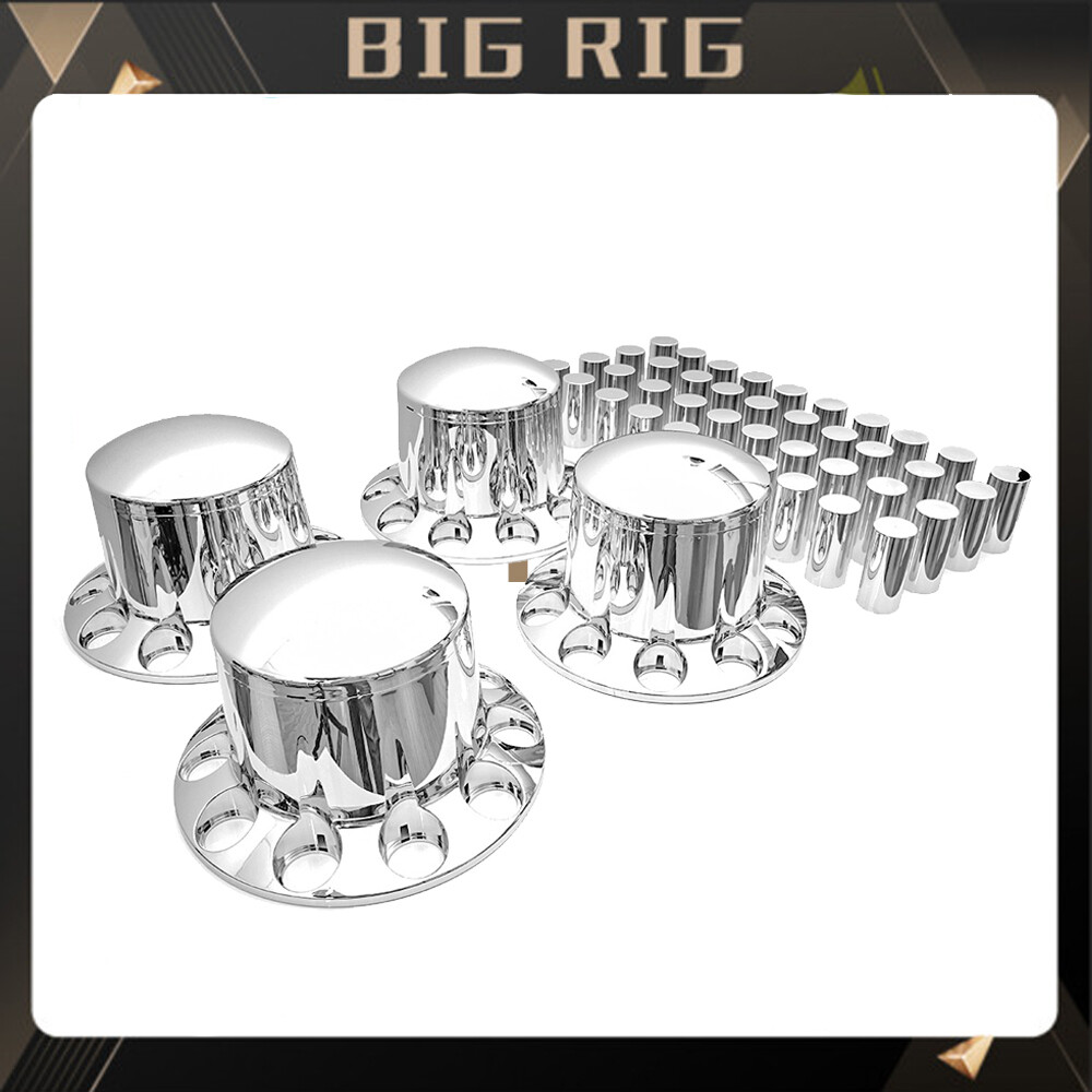 33mm Chrome Semi Truck Wheel Covers with Thread-On Lug Nuts