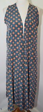 EUC LuLaRoe Teal Orange Silky Diamond Kimono Sleeveless Womens S