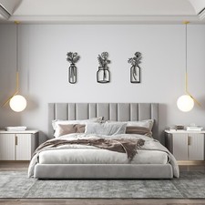 Art3d 3pcs Black Flower Design Metal Wall Art Set 17"x7"