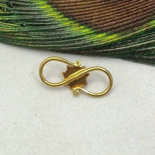 18X8MM 18k Gold S Lock Charm Studded With Color Red Stone For necklace Bracelet - Image 3 of 4