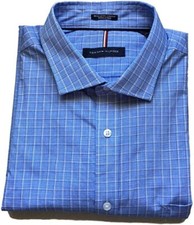 Tommy Hilfiger Men's Regular Fit Long Sleeve Dress Shirt 15-15.5x32/33 BlueWhite
