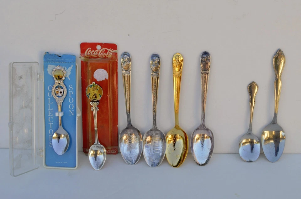 Collection Presidential Spoons JFK Adams Washington Jefferson Coca Cola 8 Total - Image 2 of 4