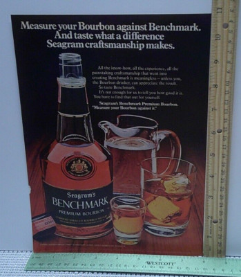 PRINT AD 1974 Seagrams Benchmark Bourbon Taste Difference Craftsmanship Makes