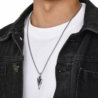 Vnox Mens Arrowhead Necklace Arrow Spear Head Stainless Steel