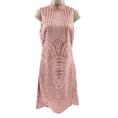 open lace back dress 10/L - Pink Lina Lace Formal Dress