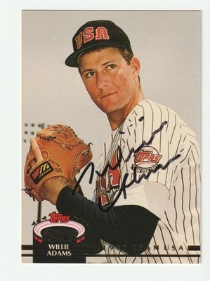 Willie Adams Signed 1992 Topps Stadium Club Card Auto USA Baseball